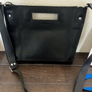 Mosbags handmade black leather crossbody